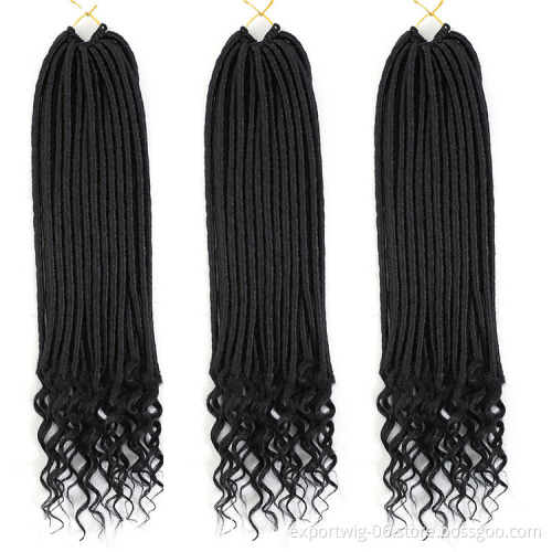 Straight Goddess Locs Hair With Curly Ends Synthetic Fiber Solid And Mixed Color Braids Hair Golden Green Black Red